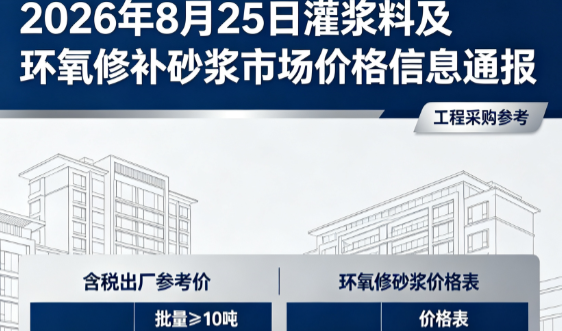 耒阳2026年8月25日灌浆料及环氧修补砂浆市场价格信息通报